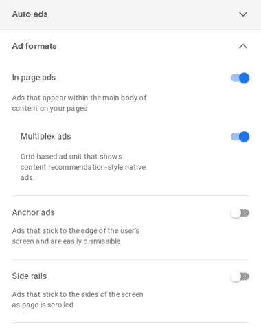 Google AdSense Anzeigenstreifen an- und ausschalten